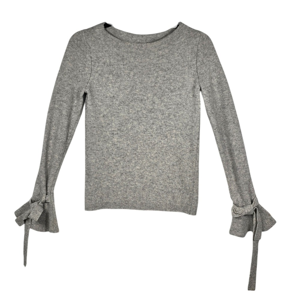 Banana Republic Merino Cashmere Blend Grey Bow Bell Sleeve Sweater Woman Small